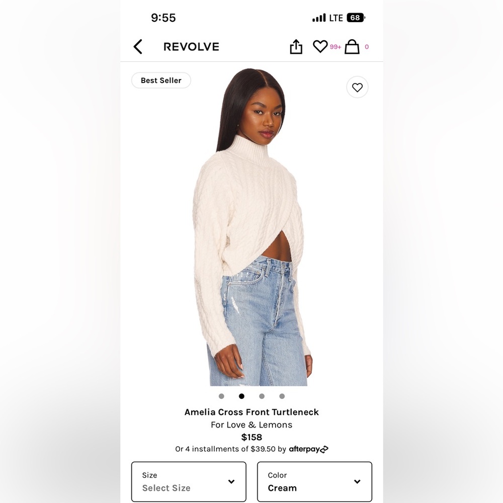 FOR LOVE AND LEMON AMELIA CROSS FRONT TURTLENECK SWEATER